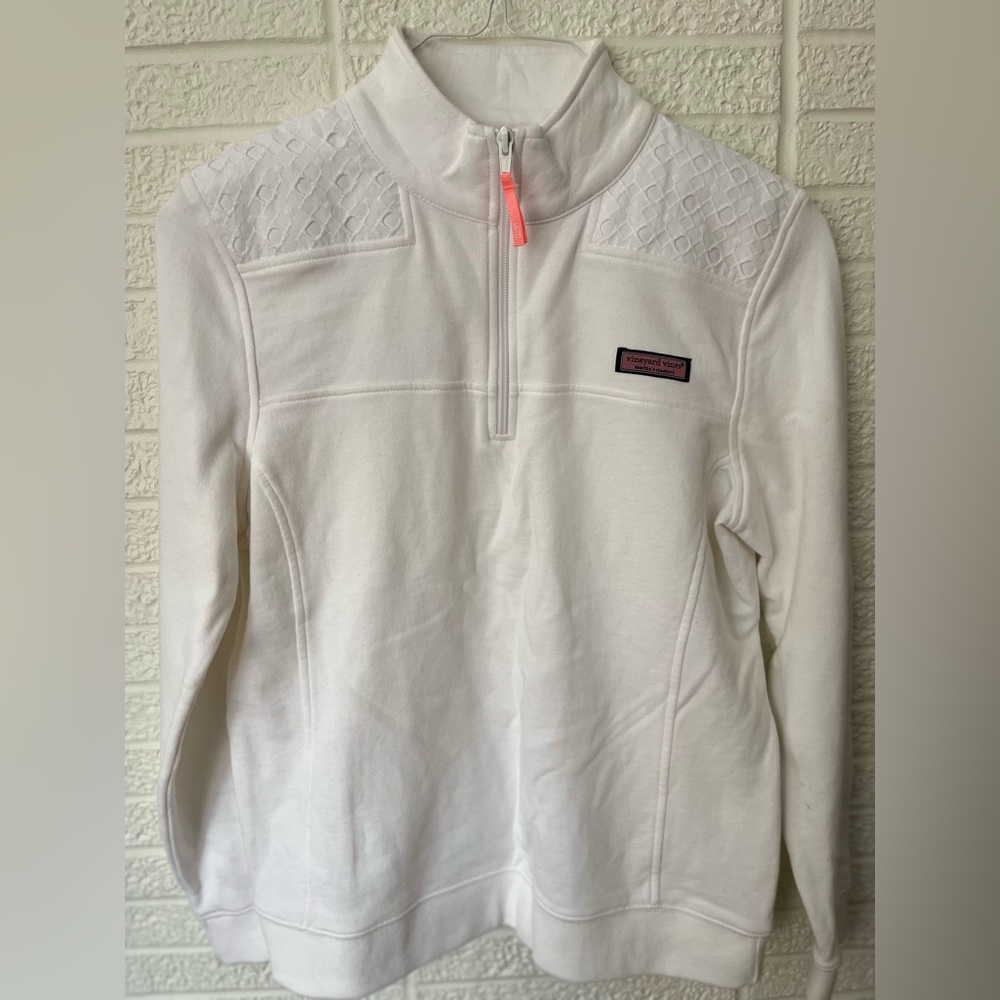 Never worn. Vineyard Vine Women’s Quarter Zip. Beautiful lace decor shoulder